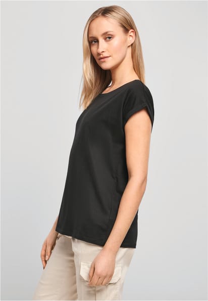 Dames t-shirt met mouwen met omslag
