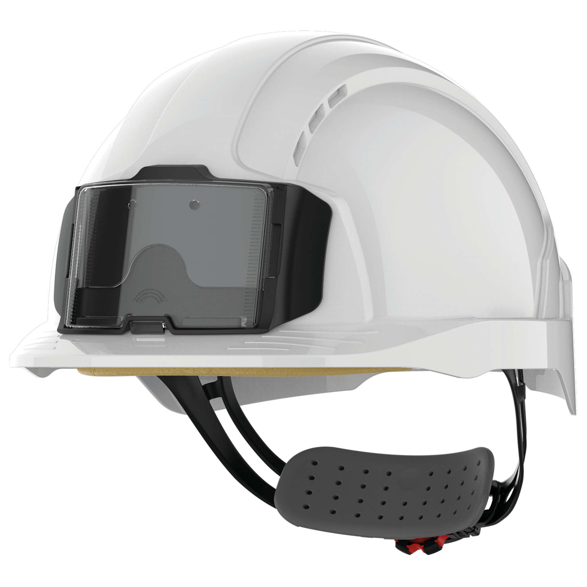 Casco de seguridad con portacredenciales, ventilado, ajuste con rueda