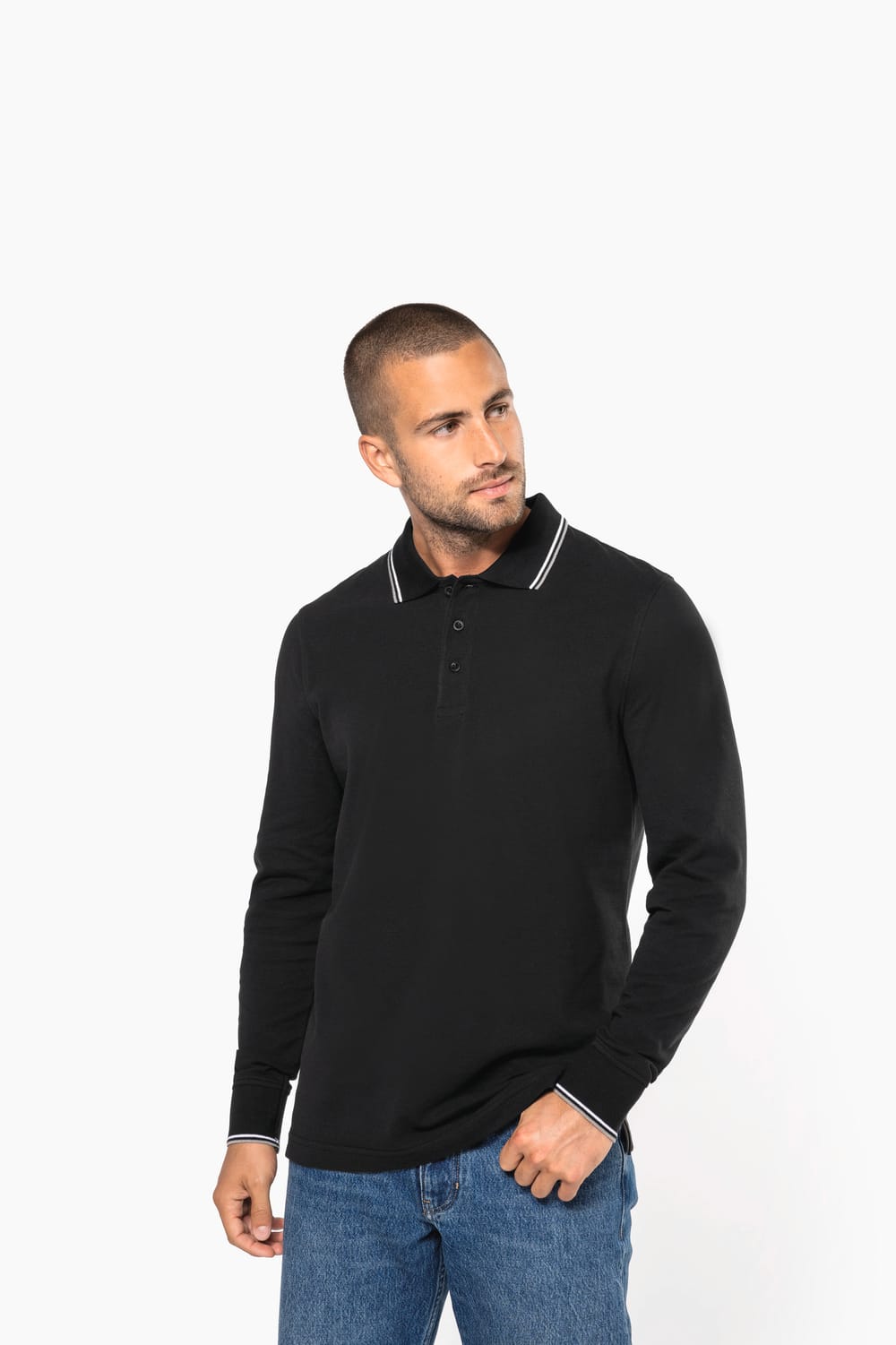 Polo piqué manga larga hombre