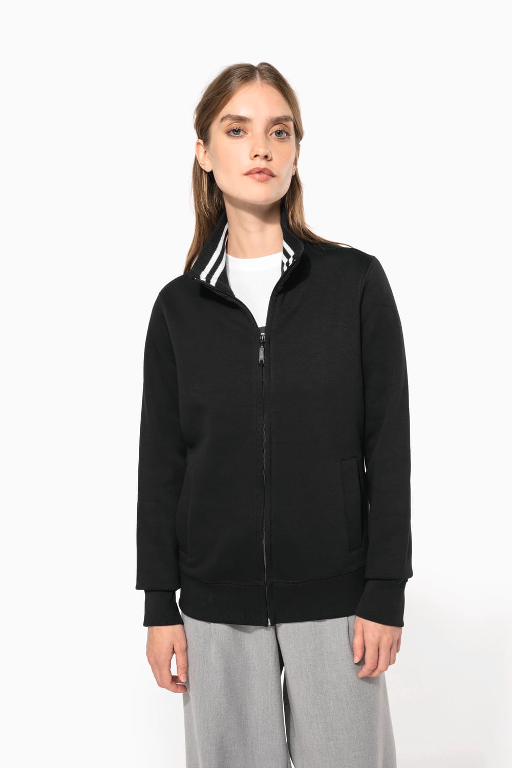 Chaqueta de felpa con cremallera mujer