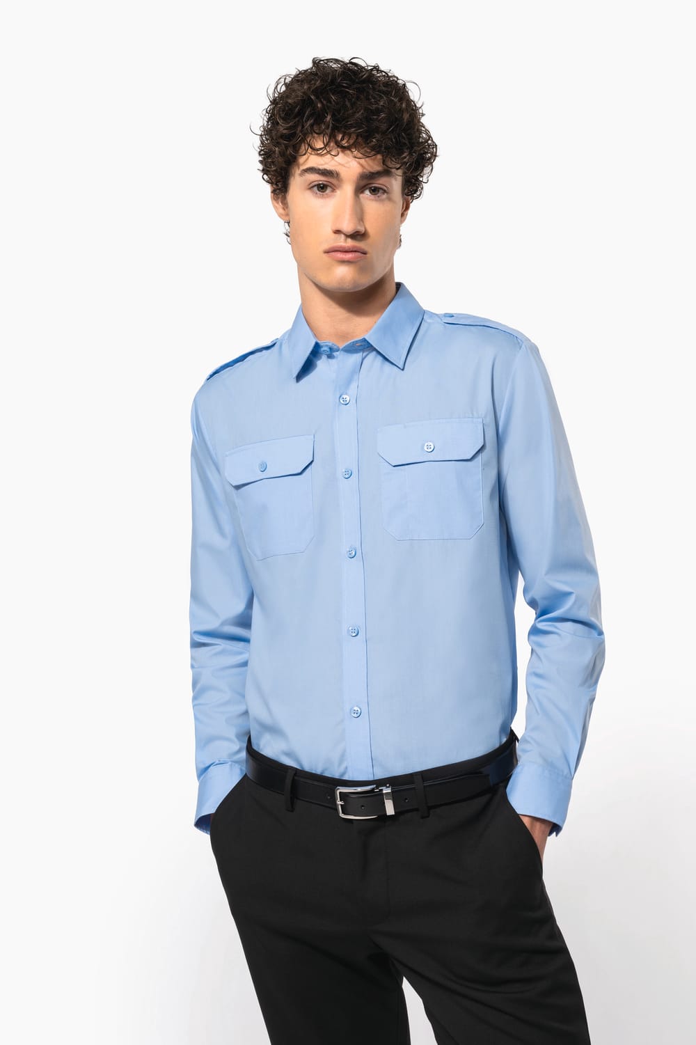 Camisa piloto manga larga hombre