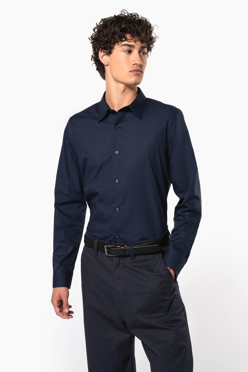 Camisa popelina manga larga hombre
