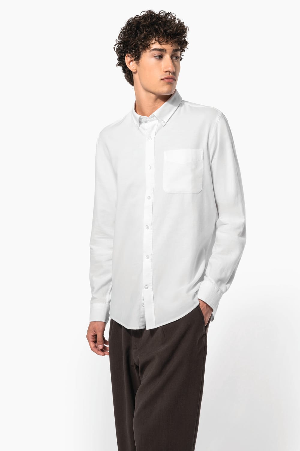 Camisa oxford lavada manga larga