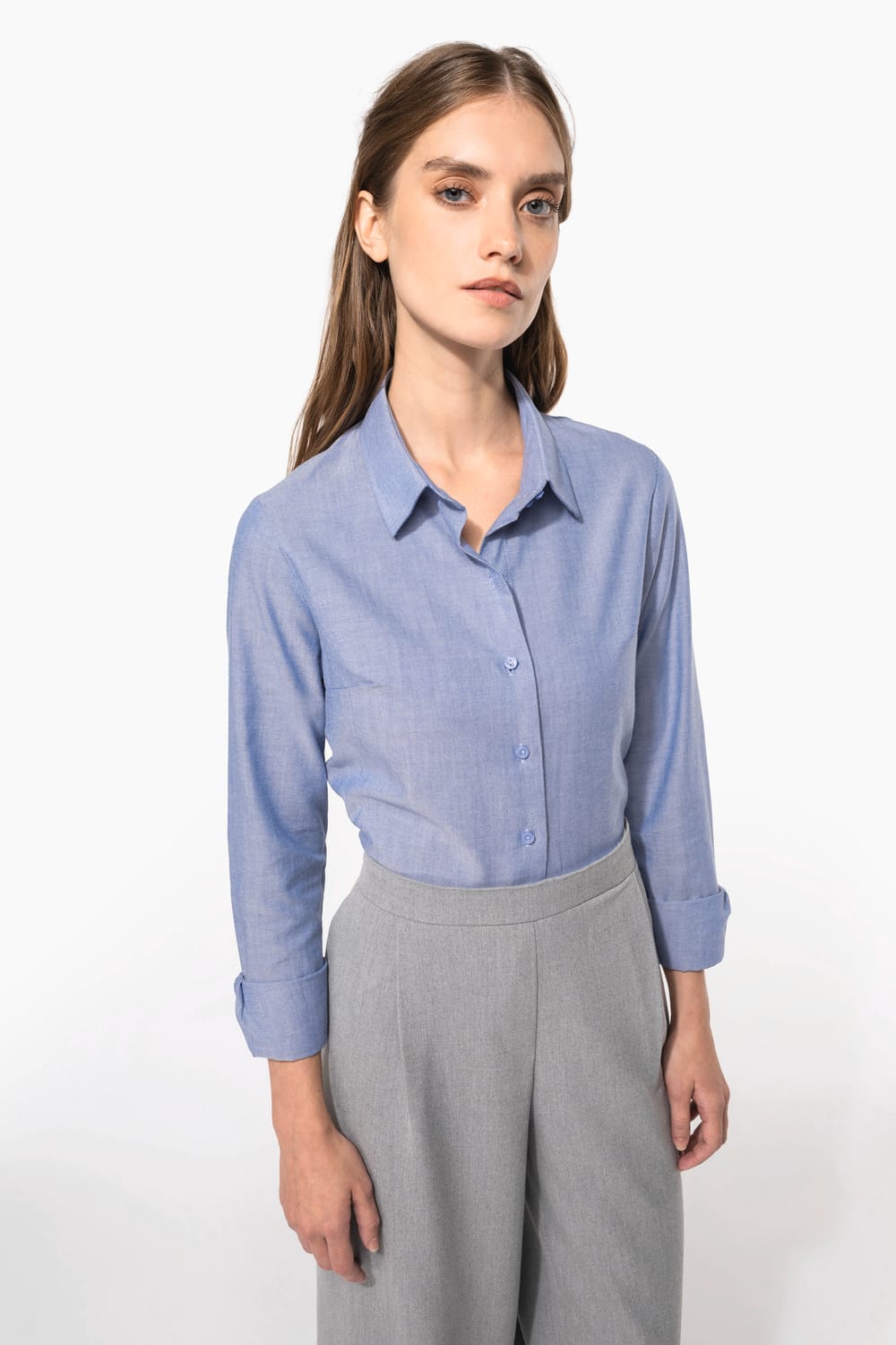 Camisa oxford manga larga mujer