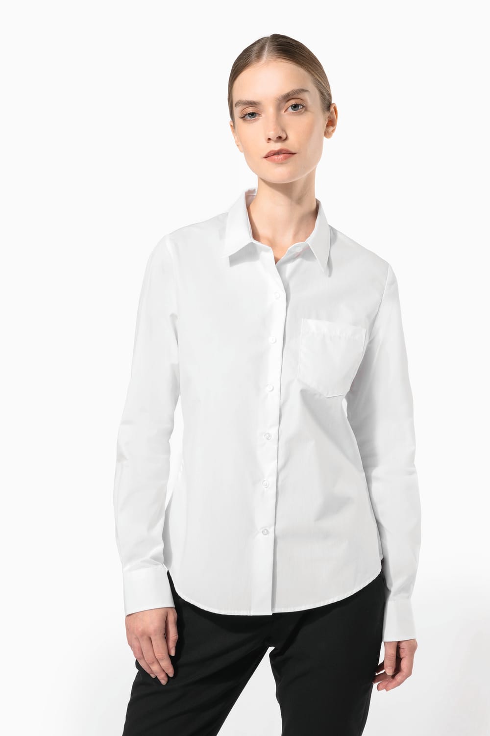 Camisa popelina manga larga mujer