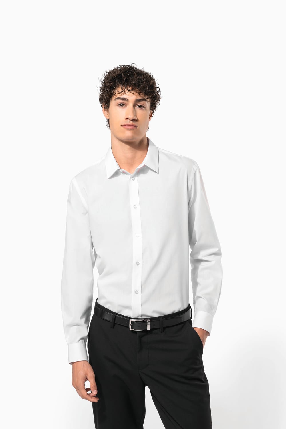 Camisa de popelina de polialgodón de fácil cuidado para hombre