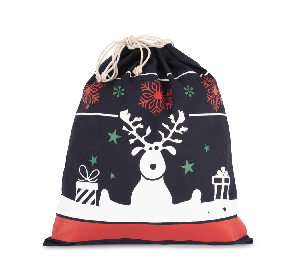 Bolsa con cordón y motivos navideños