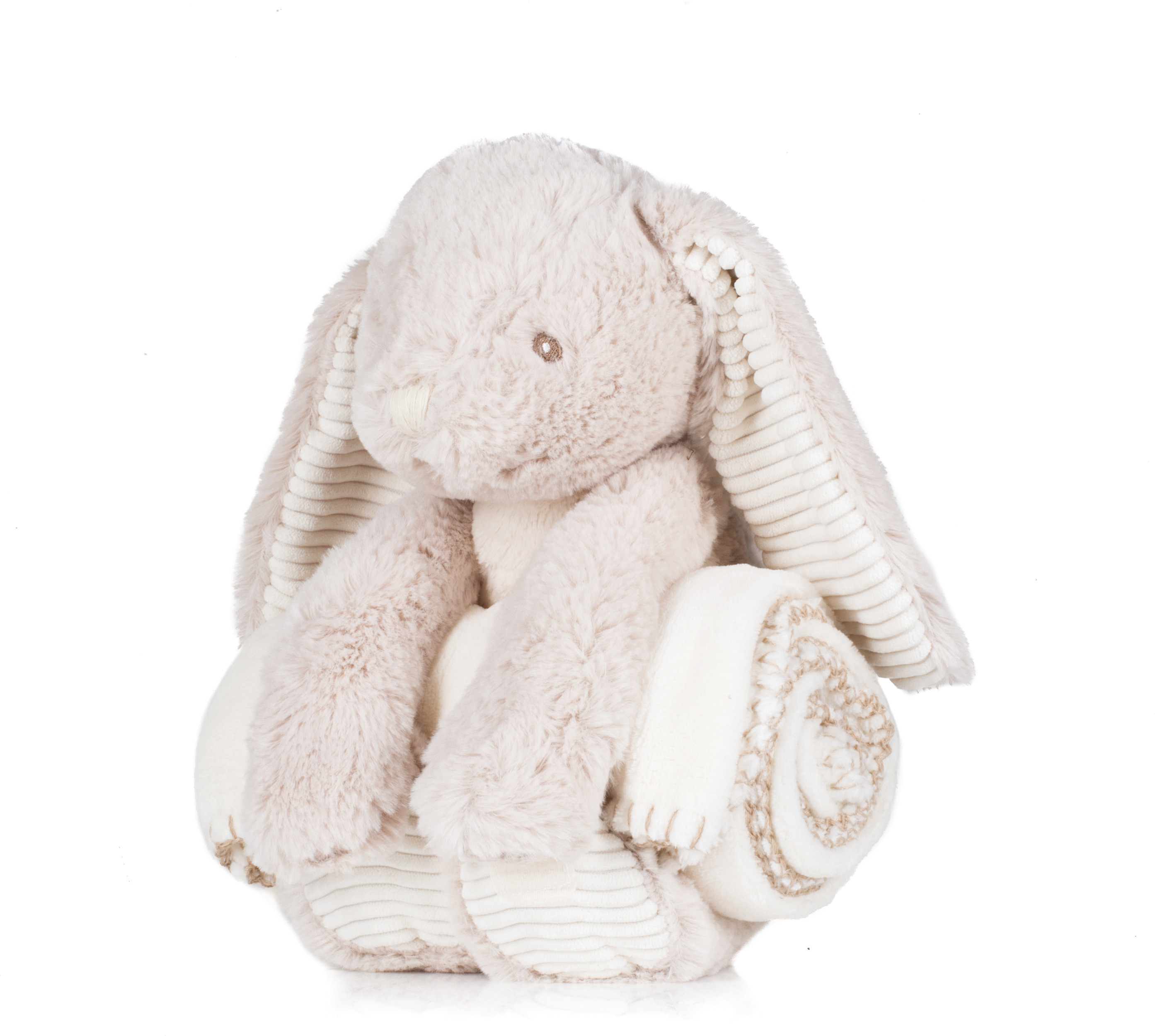 Conejo de peluche y manta