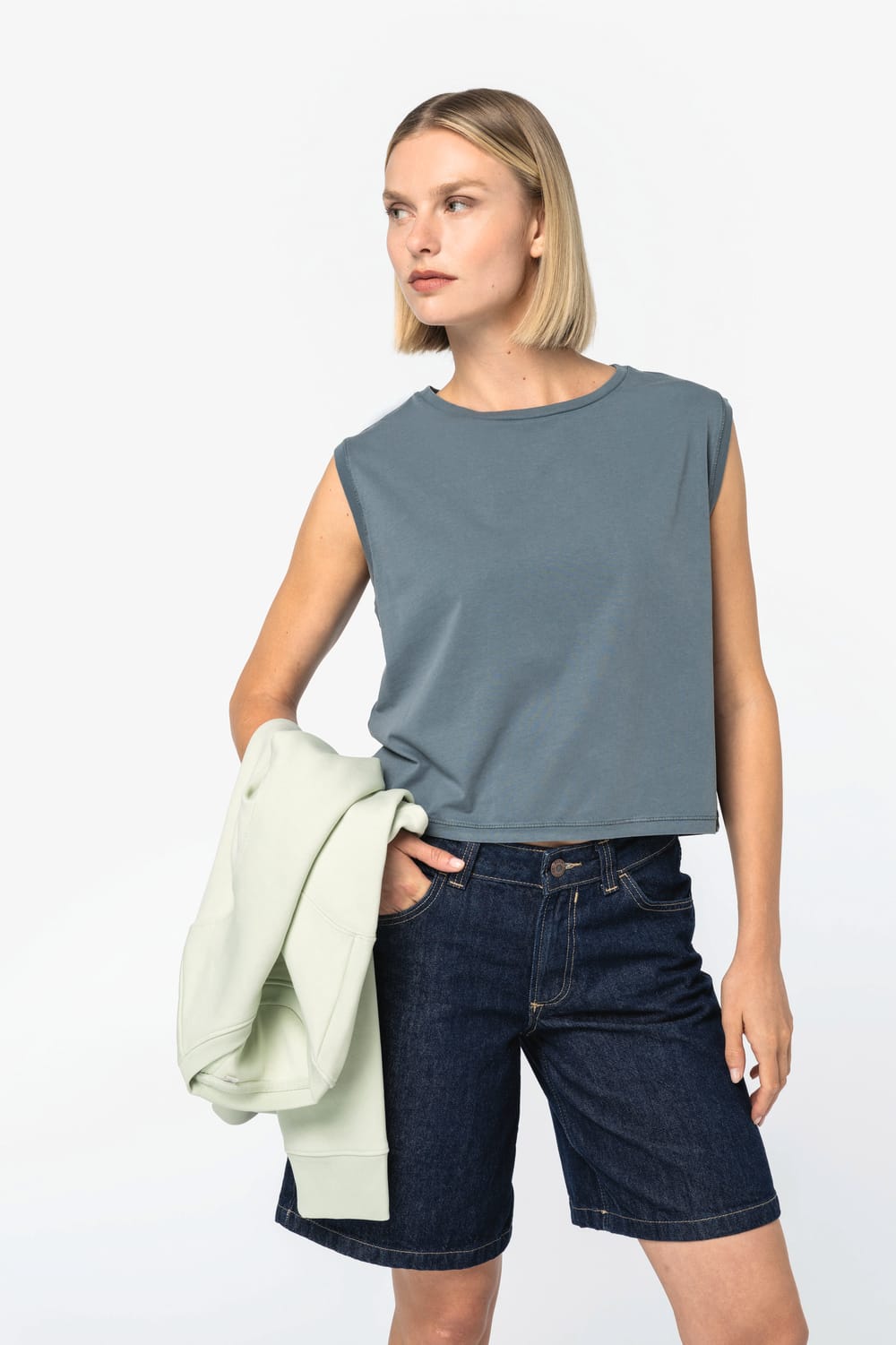 Camiseta crop ecorresponsable sin mangas mujer
