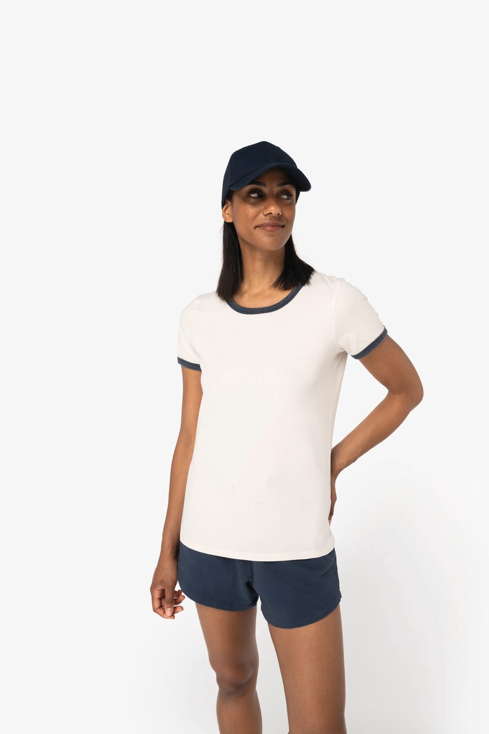 Camiseta ringer ecorresponsable con ribetes contrastados efecto lavado mujer