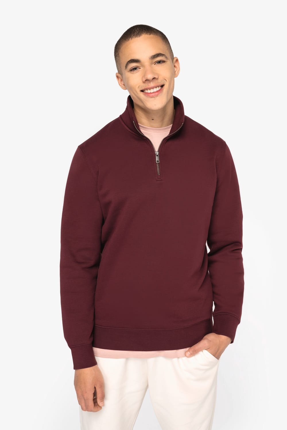 Sudadera ecorresponsable de cuello alto con cremallera hombre