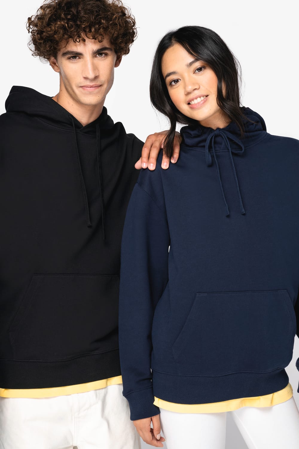 Sudadera ecorresponsable con capucha y hombros caídos French Terry unisex
