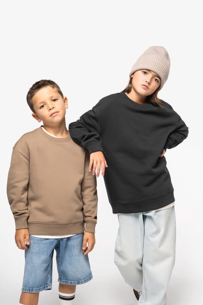 Sweat-shirt écoresponsable à col rond oversize enfant
