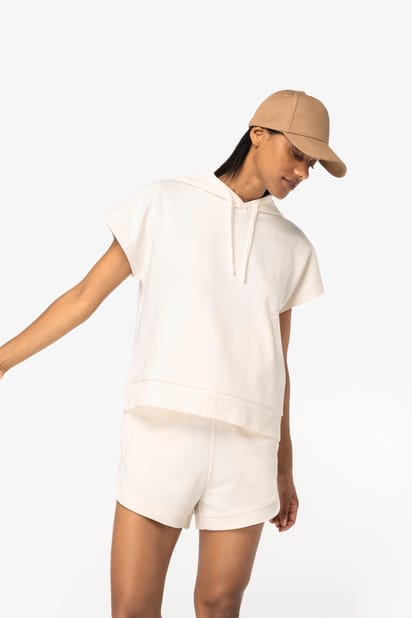 Sweat-shirt écoresponsable à capuche oversize sans manches French Terry femme