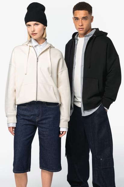 Sudadera sostenible con cremallera y capucha oversize unisex