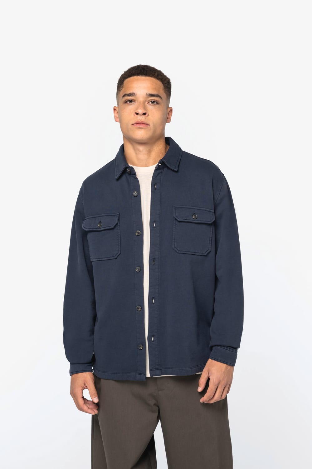 Sobrecamisa ecorresponsable efecto lavado de felpa perchada hombre