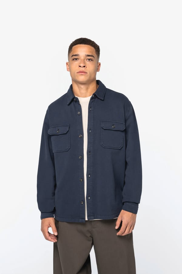 Sobrecamisa ecorresponsable efecto lavado de felpa perchada hombre