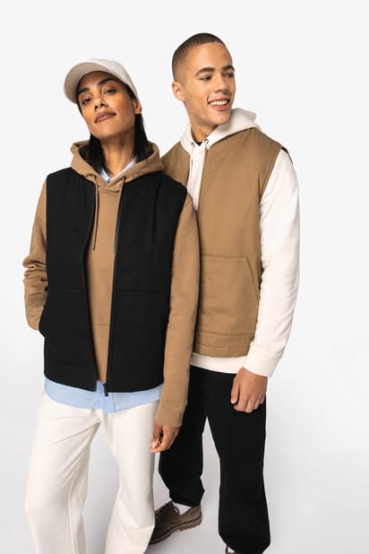 Bodywarmer rembourré en sergé écoresponsable à col teddy unisexe 