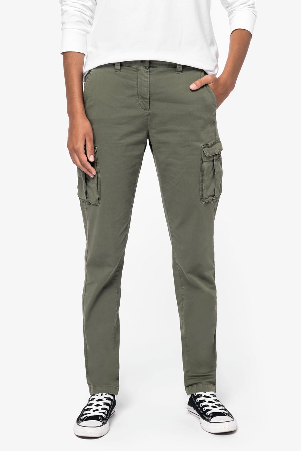 Pantalón cargo ecorresponsable efecto lavado mujer