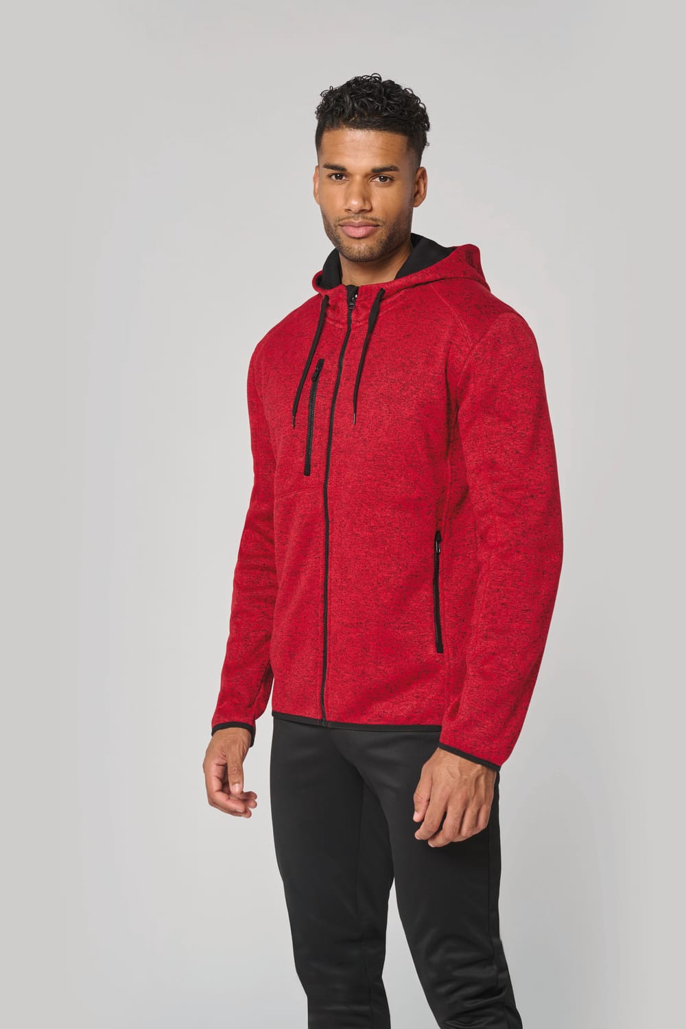 Chaqueta jaspeada con capucha hombre