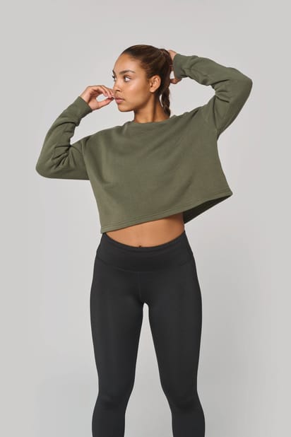 Sweat-shirt crop col rond femme 