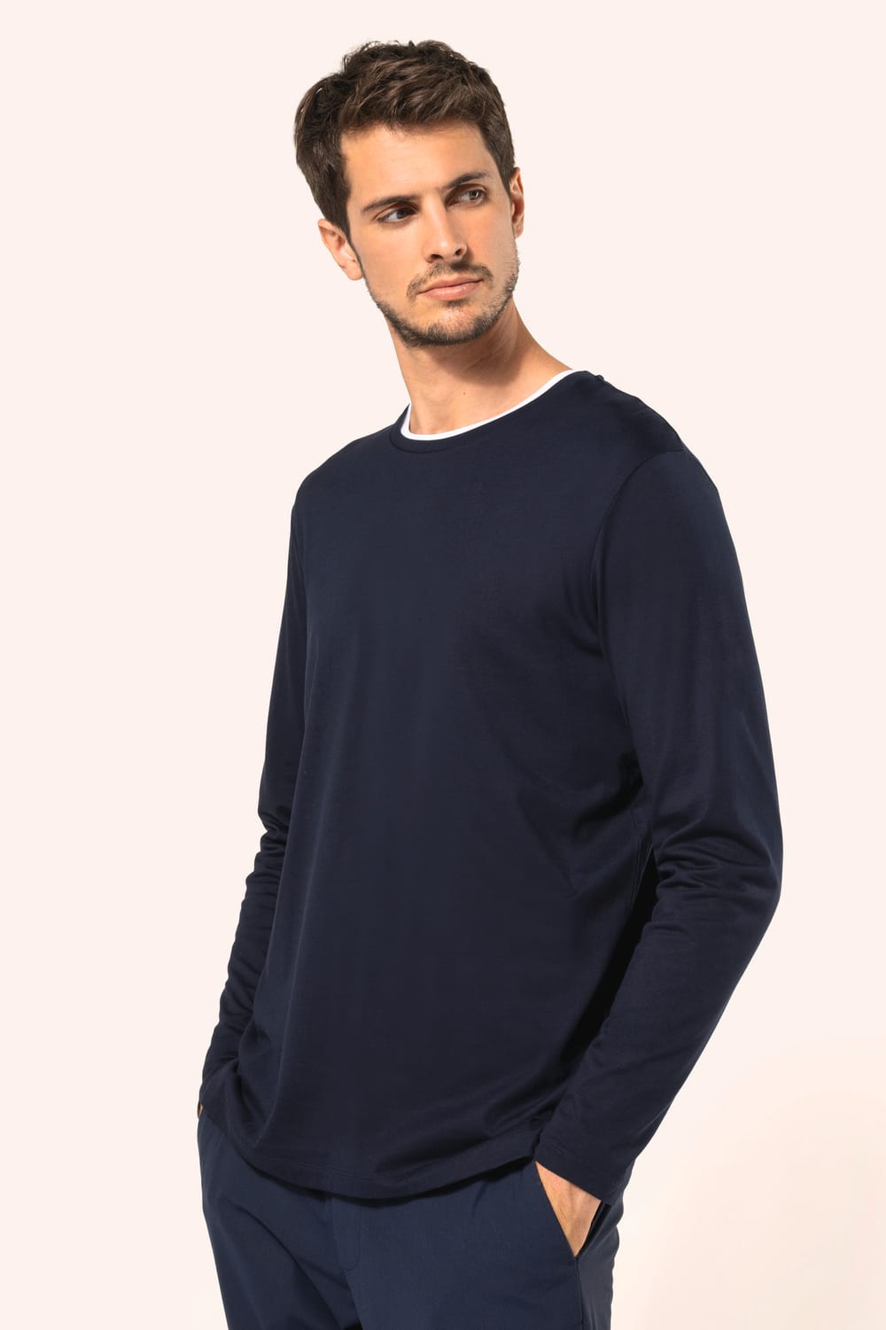 Camiseta cuello redondo manga larga hombre