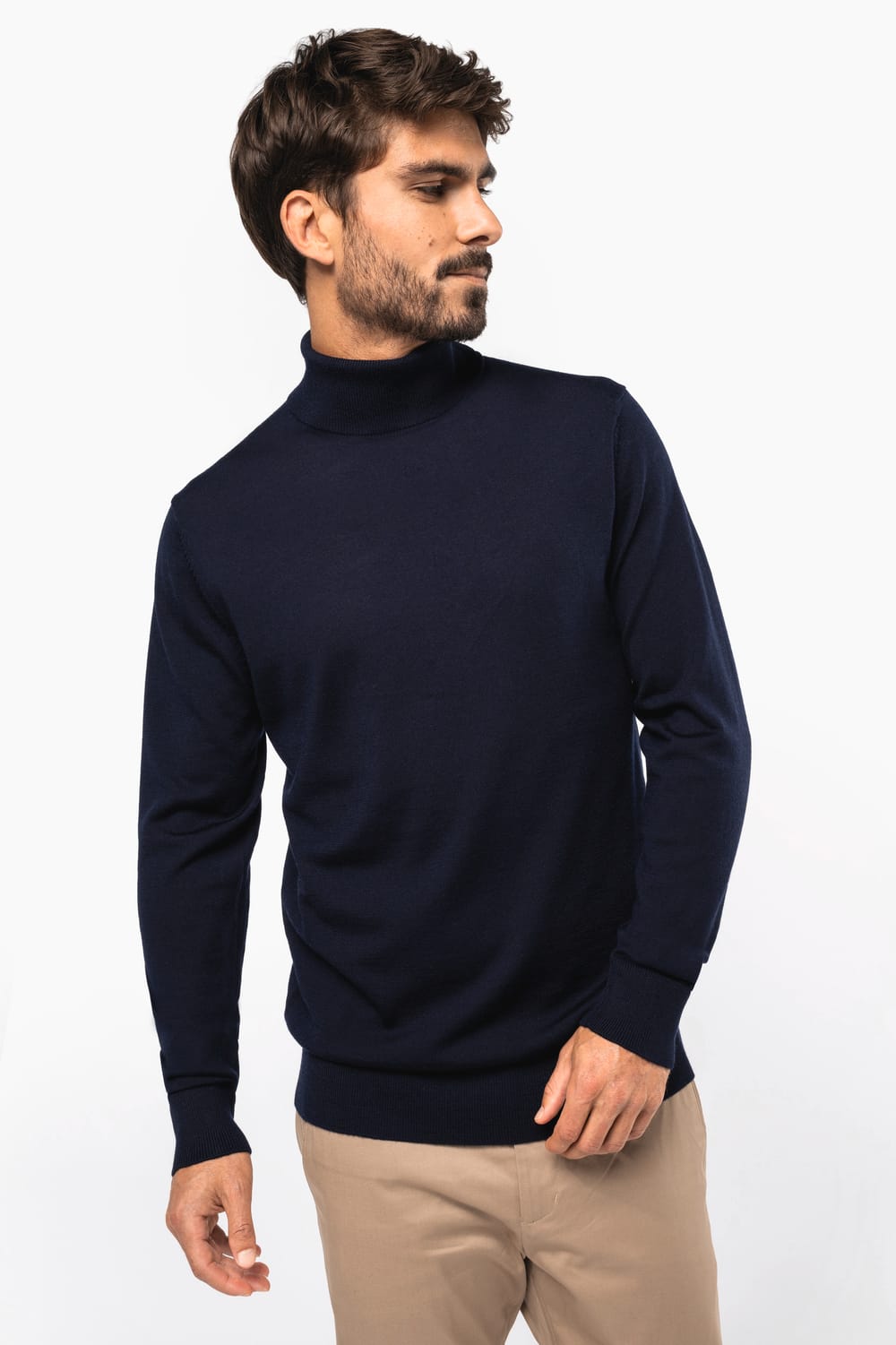 Jersey lana merina cuello vuelto hombre