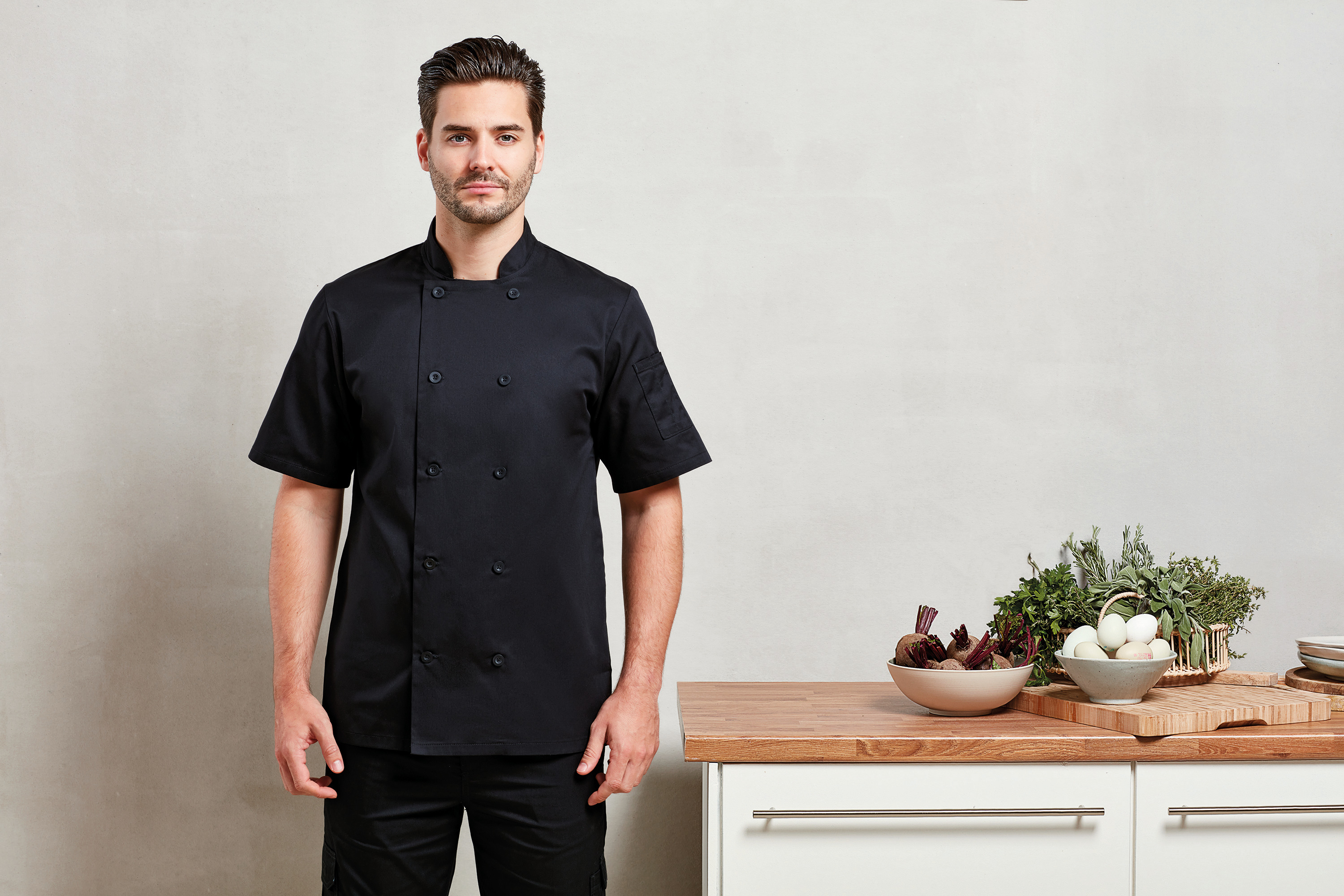 Chaqueta de cocina manga corta
