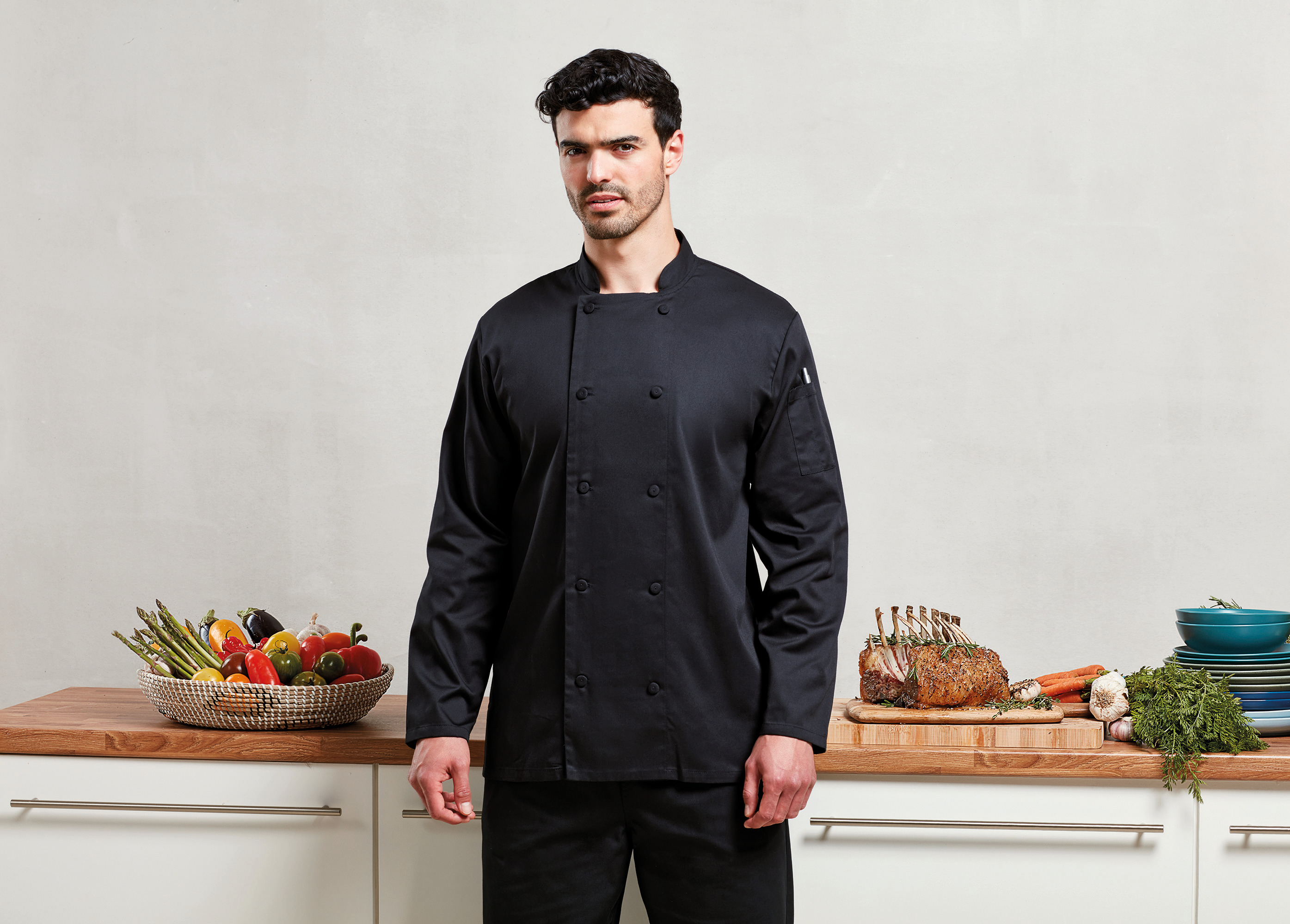 Chaqueta de chef manga larga