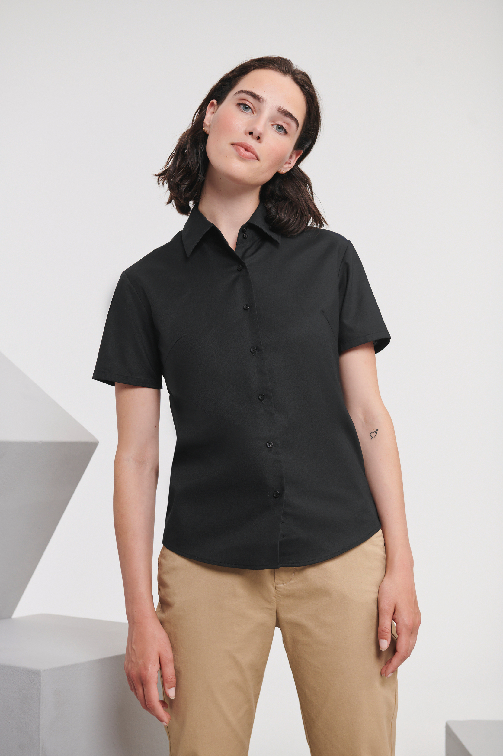 Camisa Oxford manga corta mujer