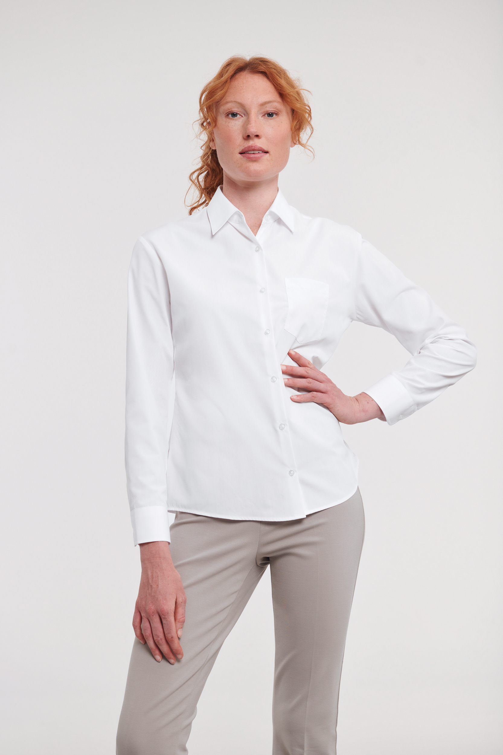 Camisa Popelina de polialgodón manga larga mujer