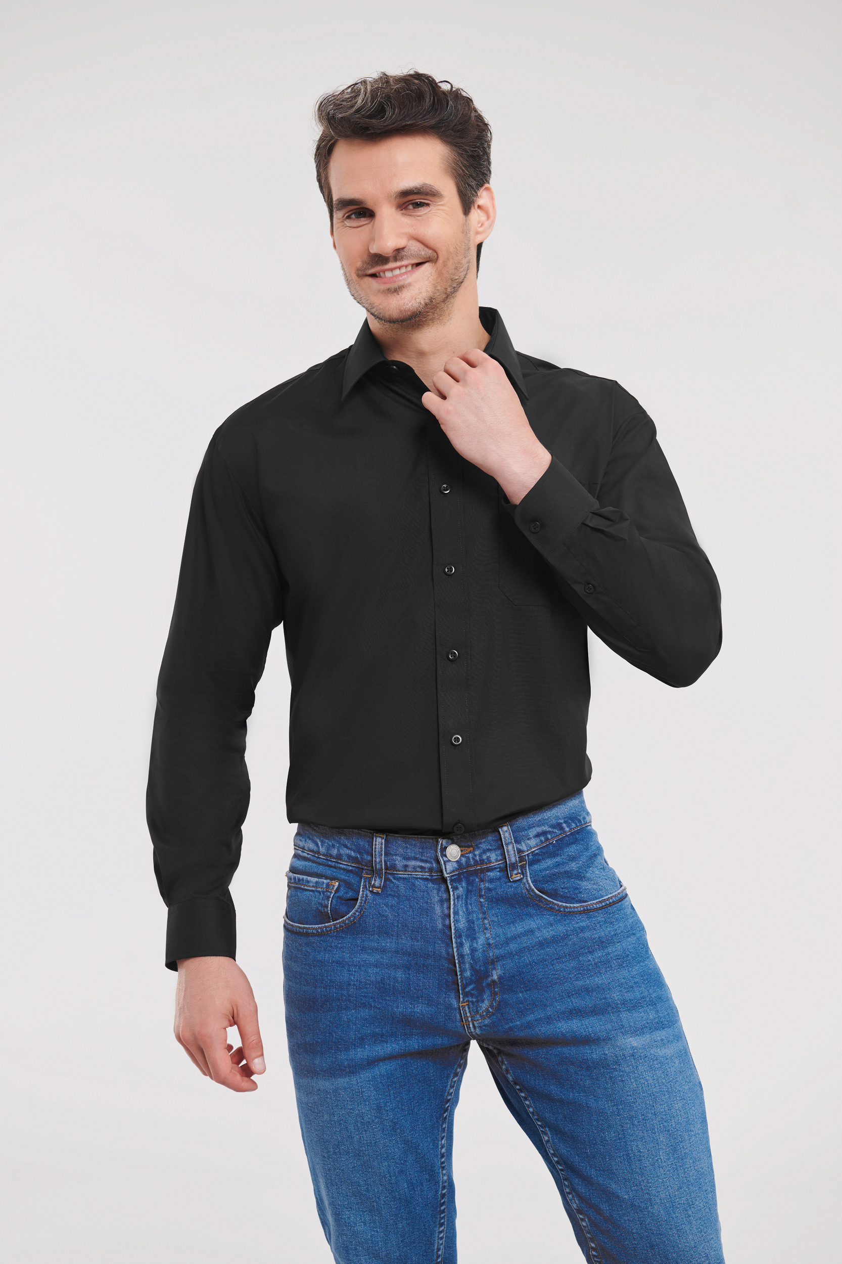 Camisa Popelina de polialgodón manga larga hombre