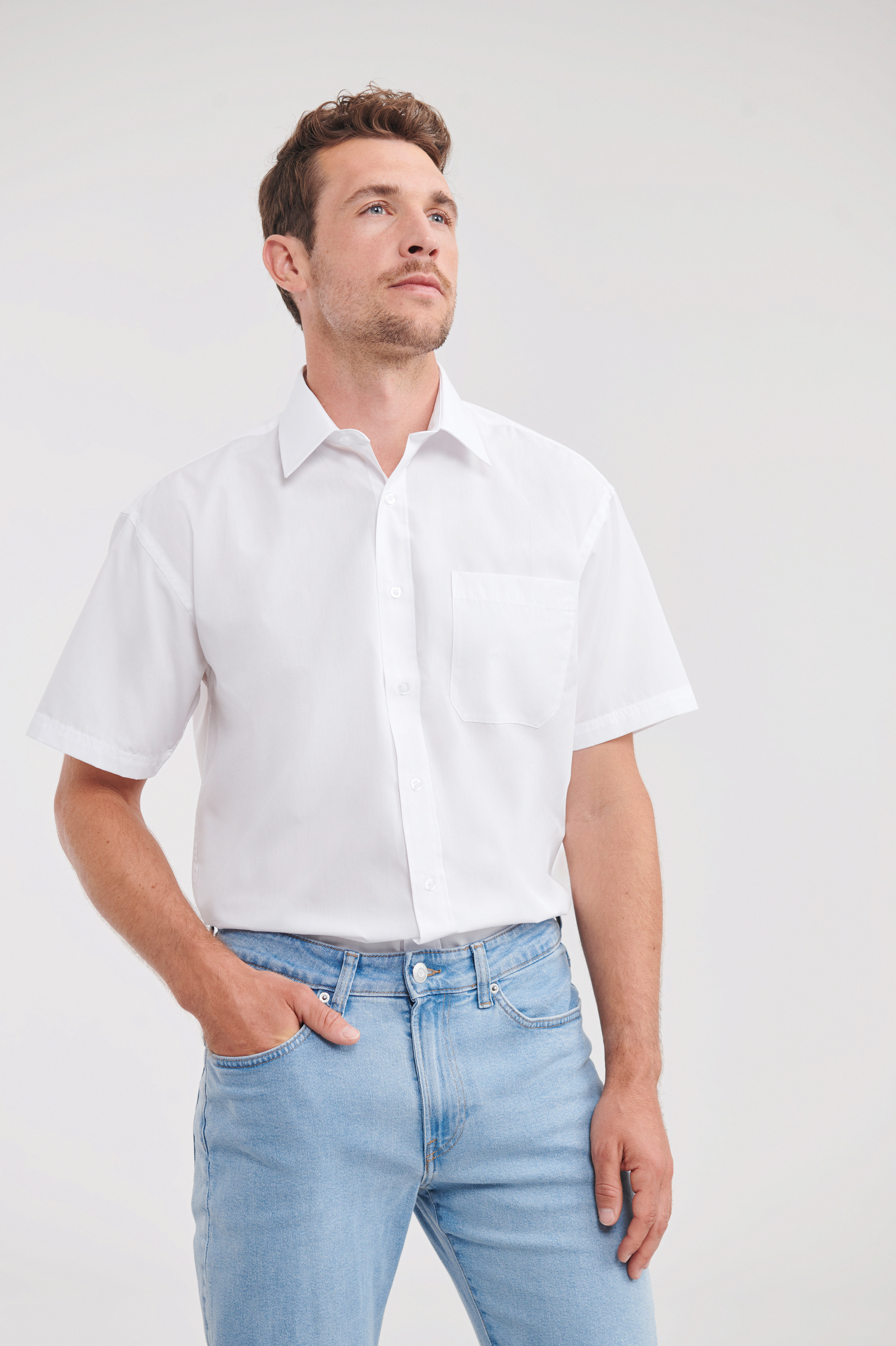 Camisa Popelina de polialgodón manga corta hombre