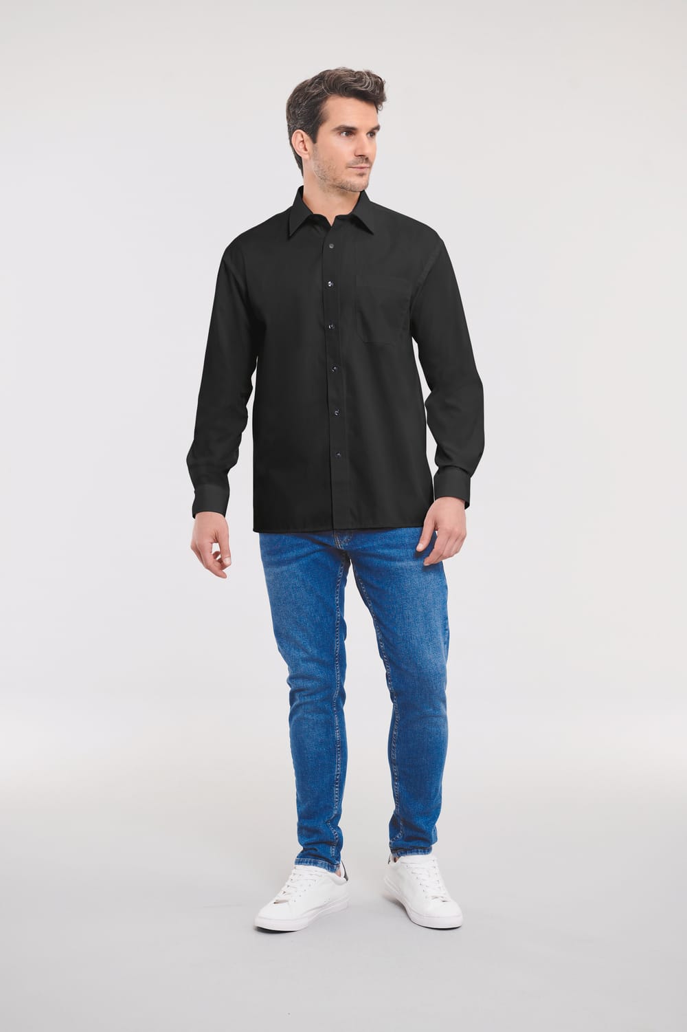 Camisa Popelina de algodón puro manga larga hombre