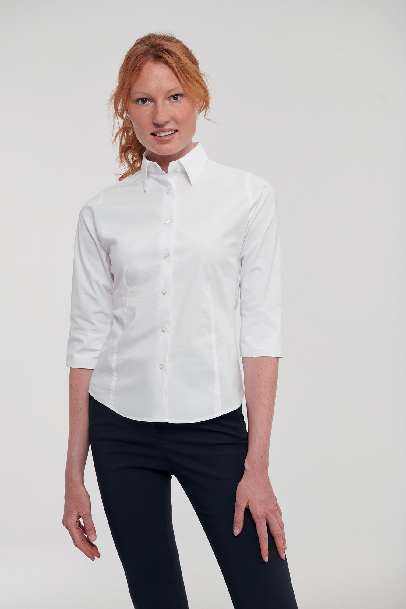 Camisa entallada mangas 3/4 mujer