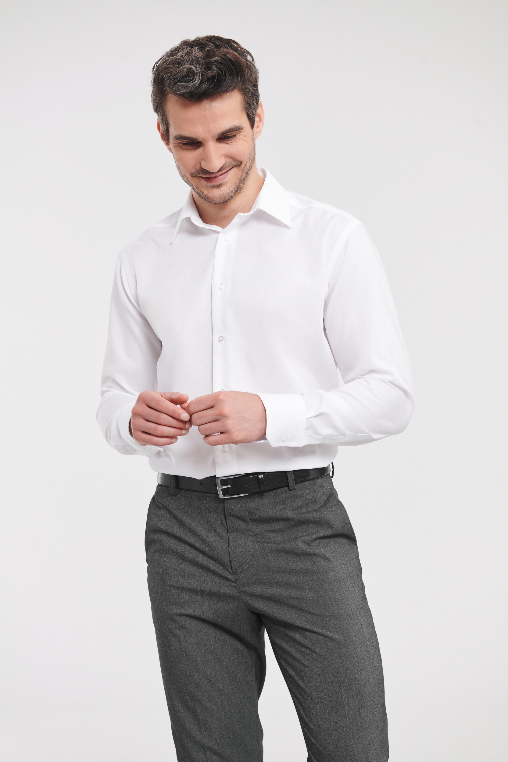 Camisa moderna sin plancha manga larga hombre