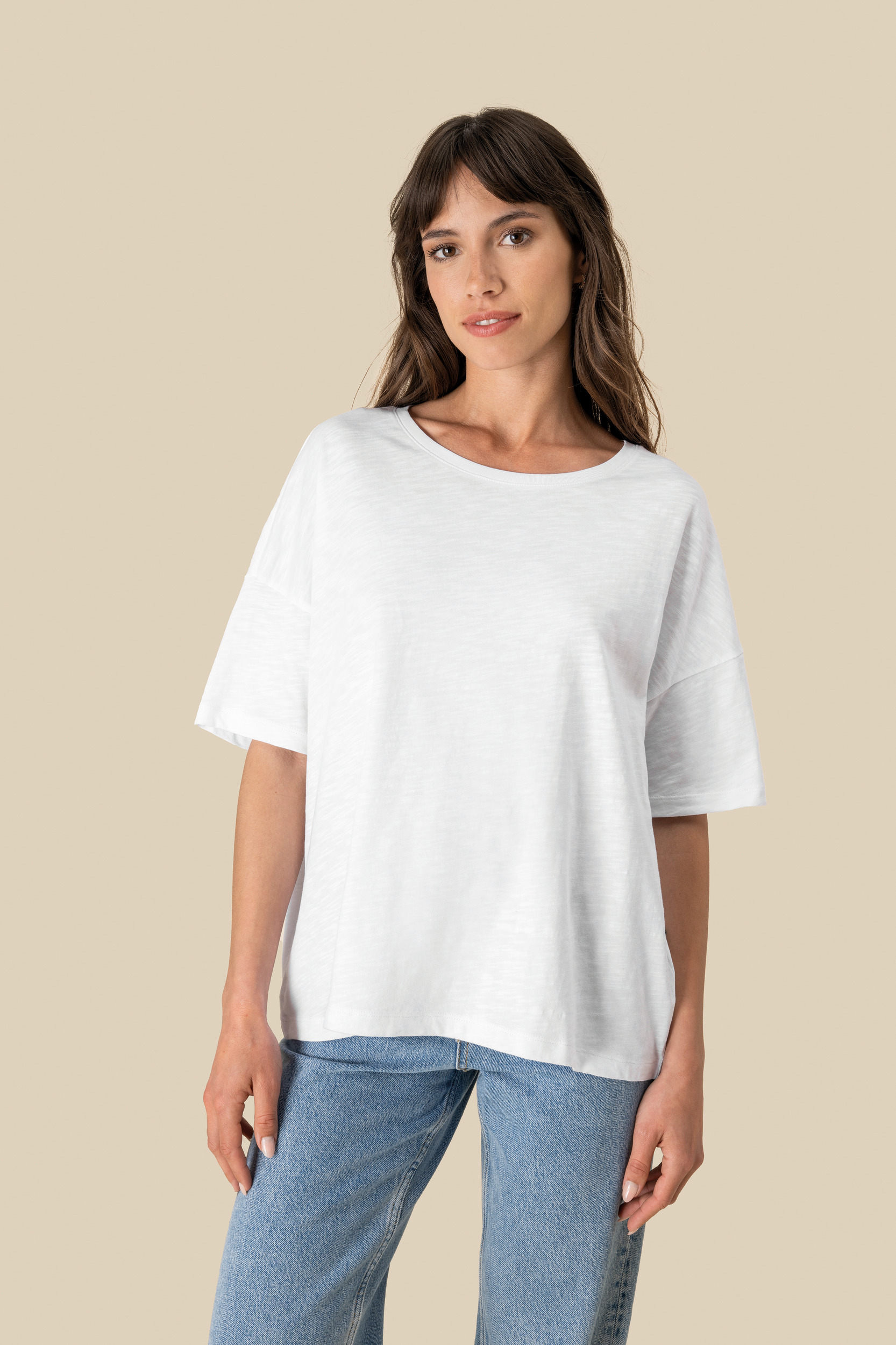 Camiseta ecorresponsable slub oversize mujer