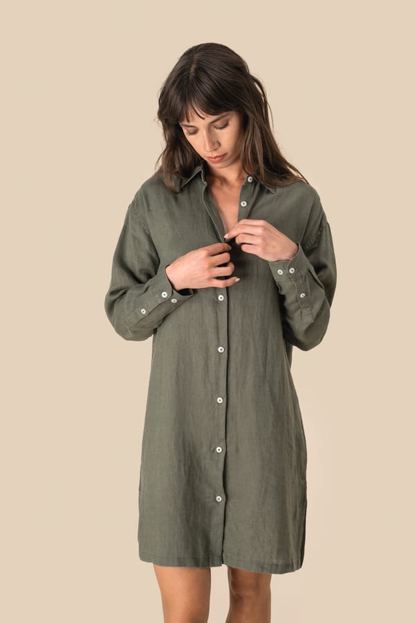 Vestido camisero de lino mujer