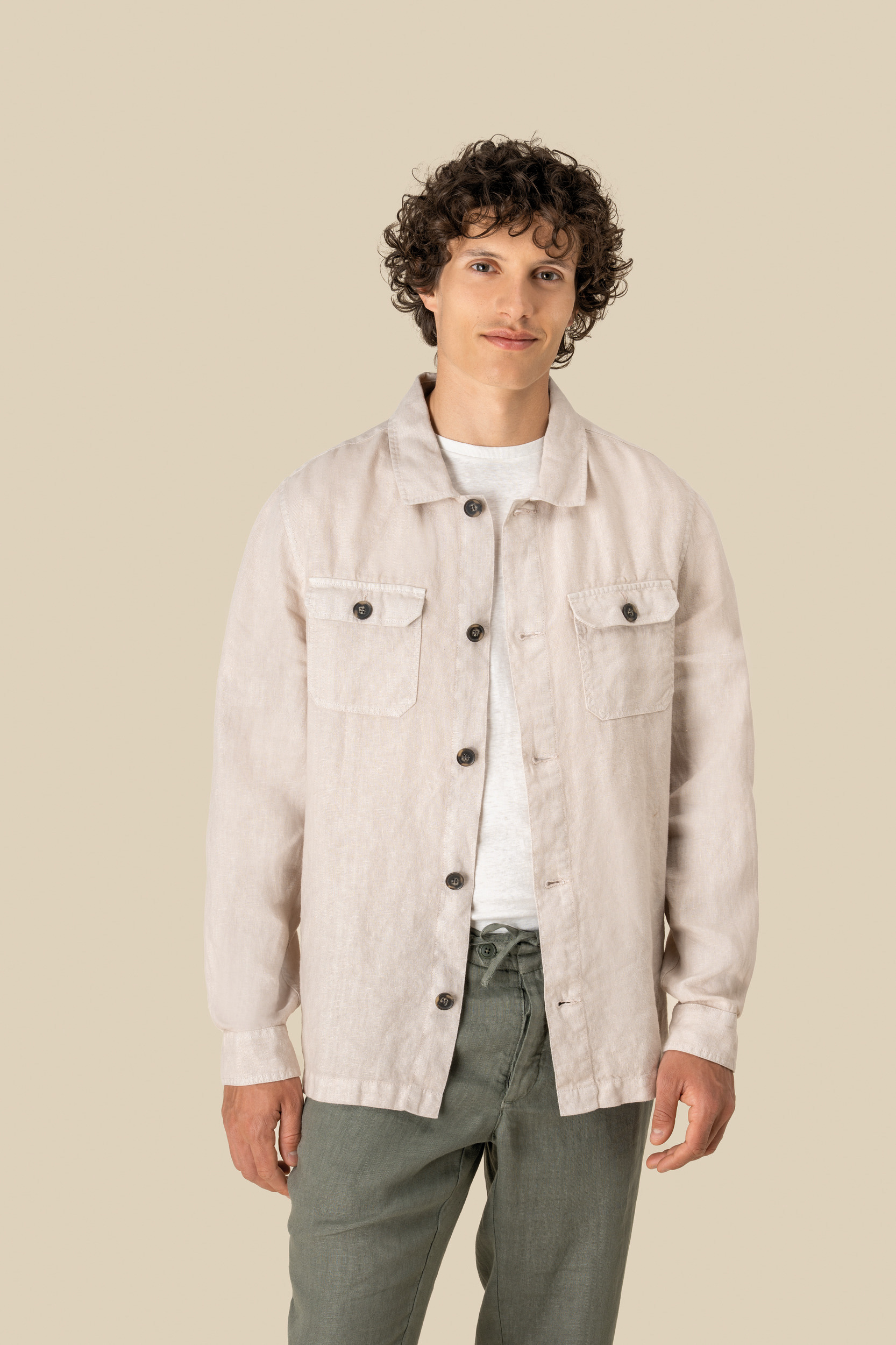 Sobrecamisa efecto lavado de lino hombre