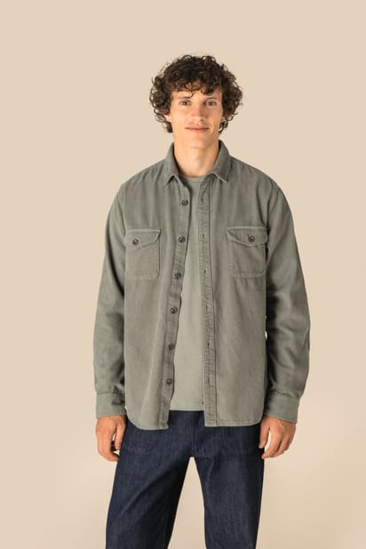 Surchemise écoresponsable délavée en velours côtelé homme