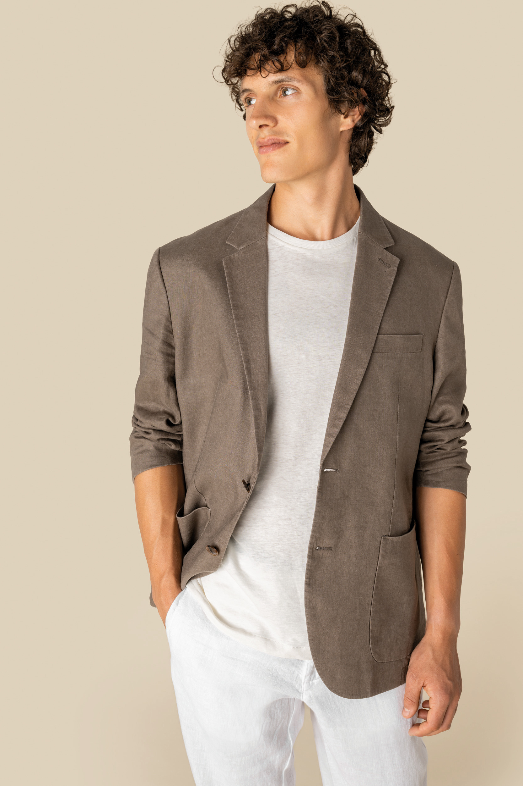 Blazer efecto lavado de lino hombre