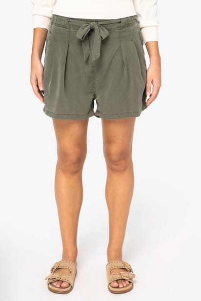 Short écoresponsable délavé en lyocell femme