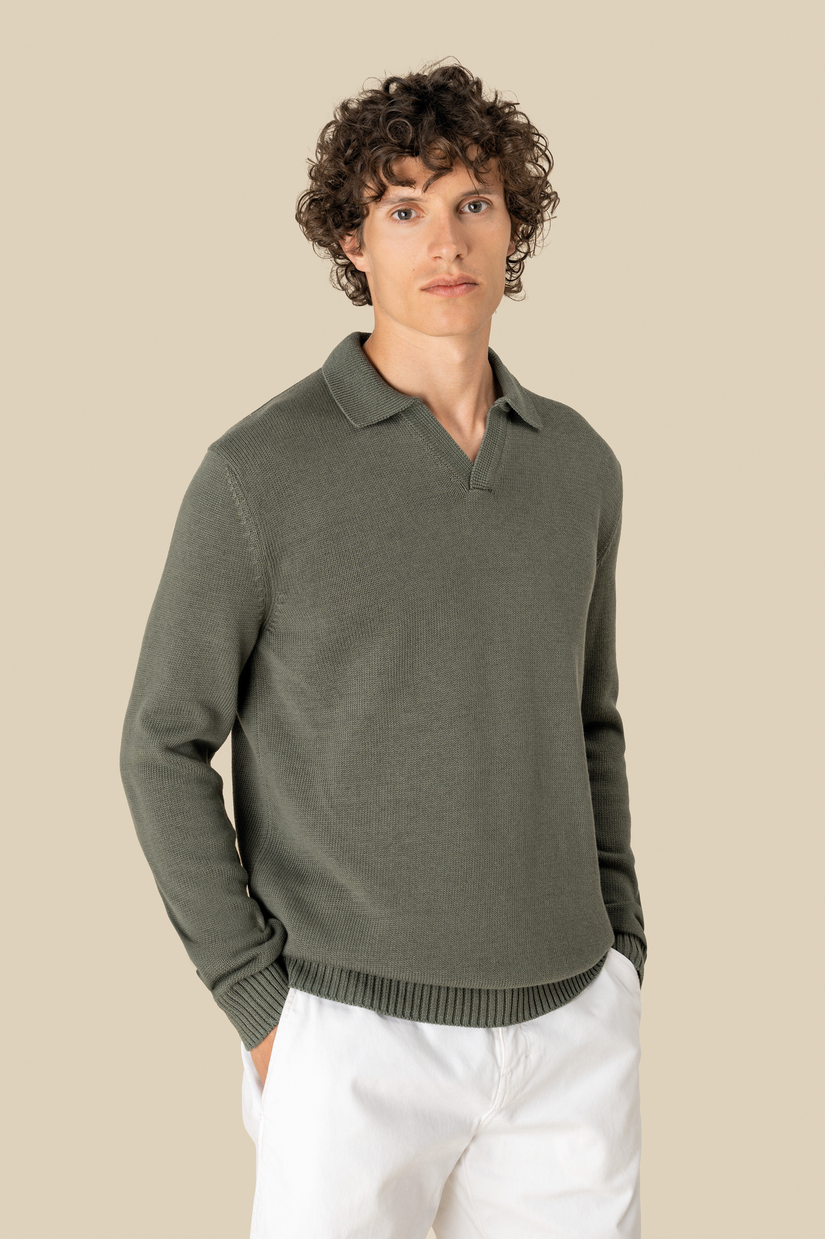 Jersey cuello polo hombre