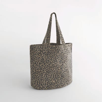Sac cabas en toile imprimé léopard
