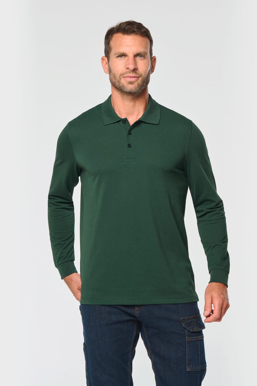 Polo Antibacteriano manga larga hombre