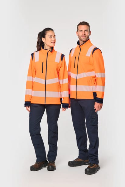 Veste softshell de sécurité recyclée avec manches détachables unisexe