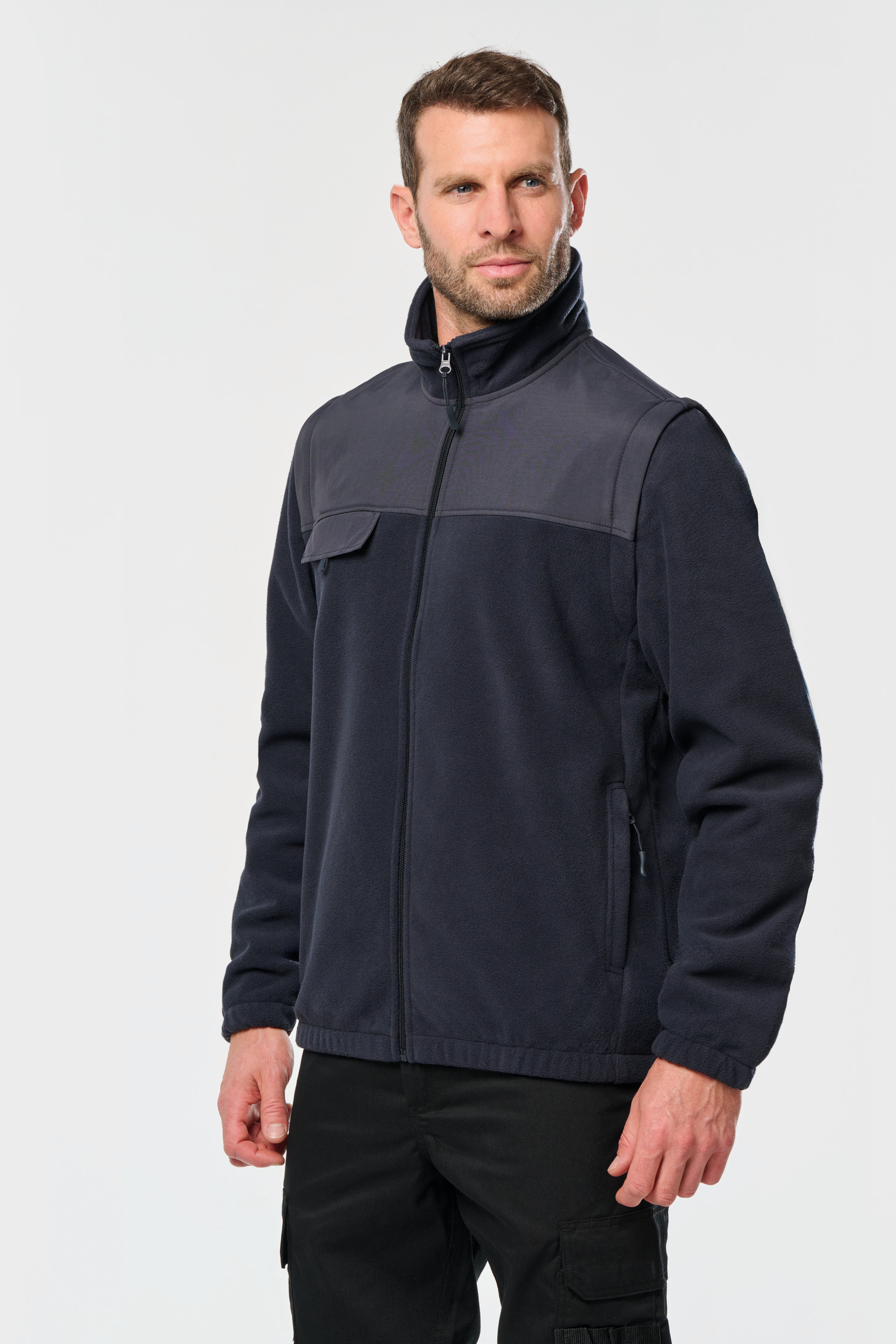 Chaqueta polar con mangas amovibles hombre